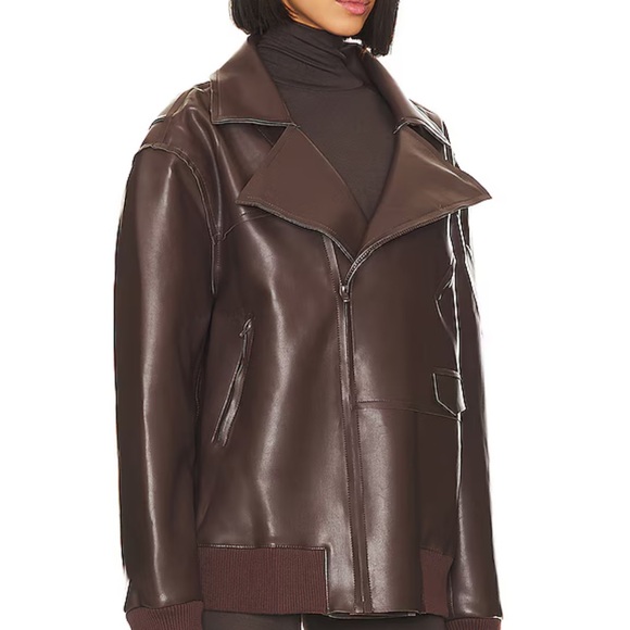 Norma Kamali Dark Brown Leather Jacket - Picture 5 of 8